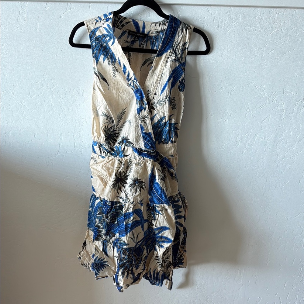 Banana Republic Blue and White Sleeveless Sundress